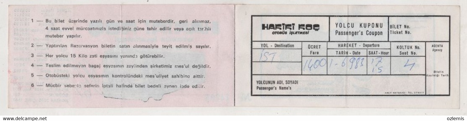 TURKEY IZMIR HAKIKI KOC   BUS TICKET - Unclassified