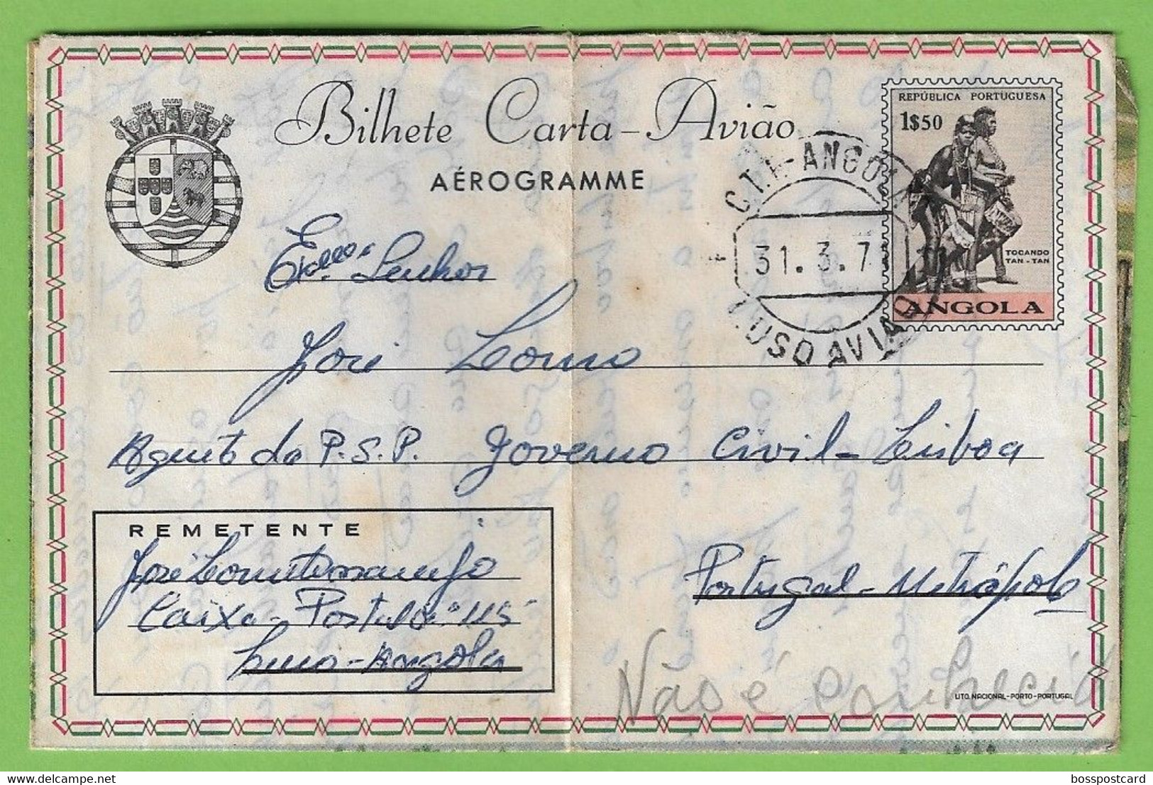 História Postal - Filatelia - Aerograma - Aerogram - Stamps - Timbres - Philately - Portugal - Angola (c/ Vinco) - Otros & Sin Clasificación