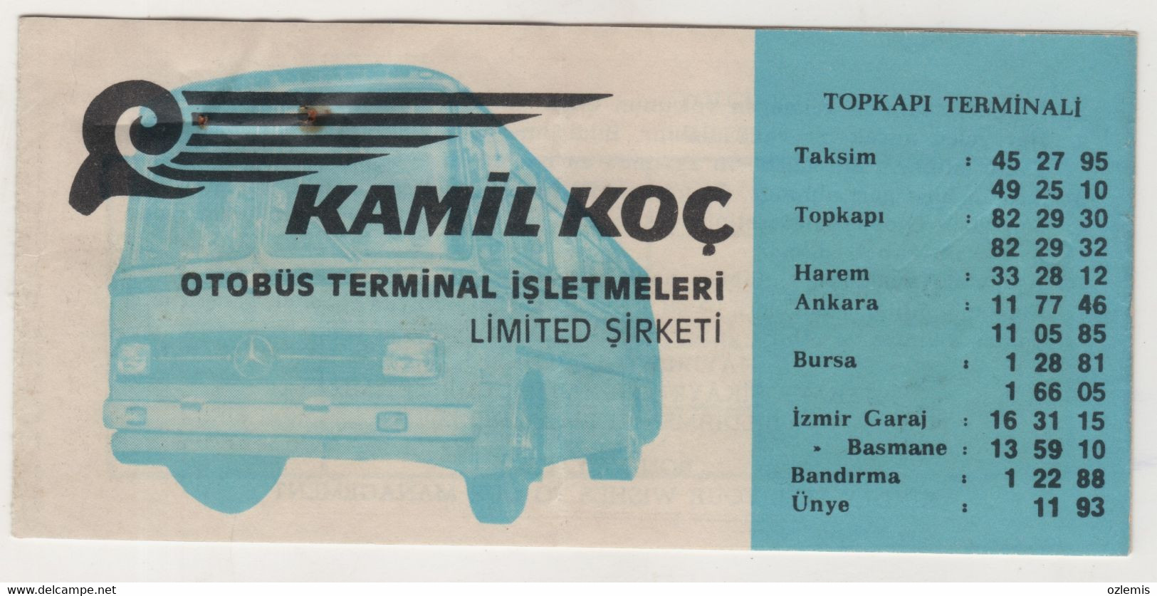 TURKEY ISTANBUL KAMIL KOC BUS TICKET - Ohne Zuordnung