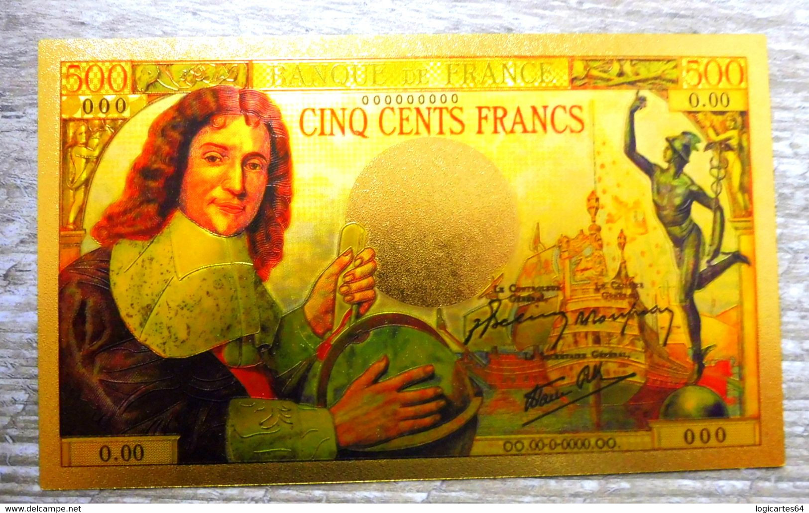 ★  BILLETS POLYMER " OR " AVEC COULEURS DU 500 FRANCS COLBERT ★ - 500 F 1940-1944 ''La Paix''