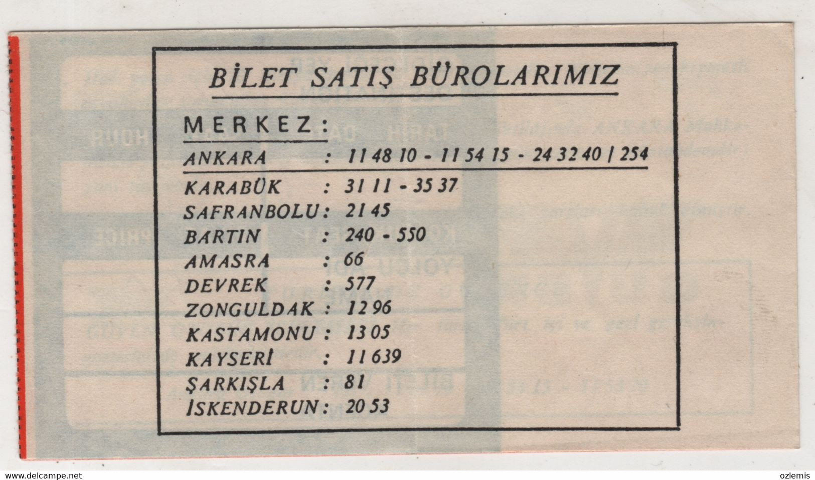 TURKEY ANKARA GUVEN TURIZM BUS TICKET - Ohne Zuordnung