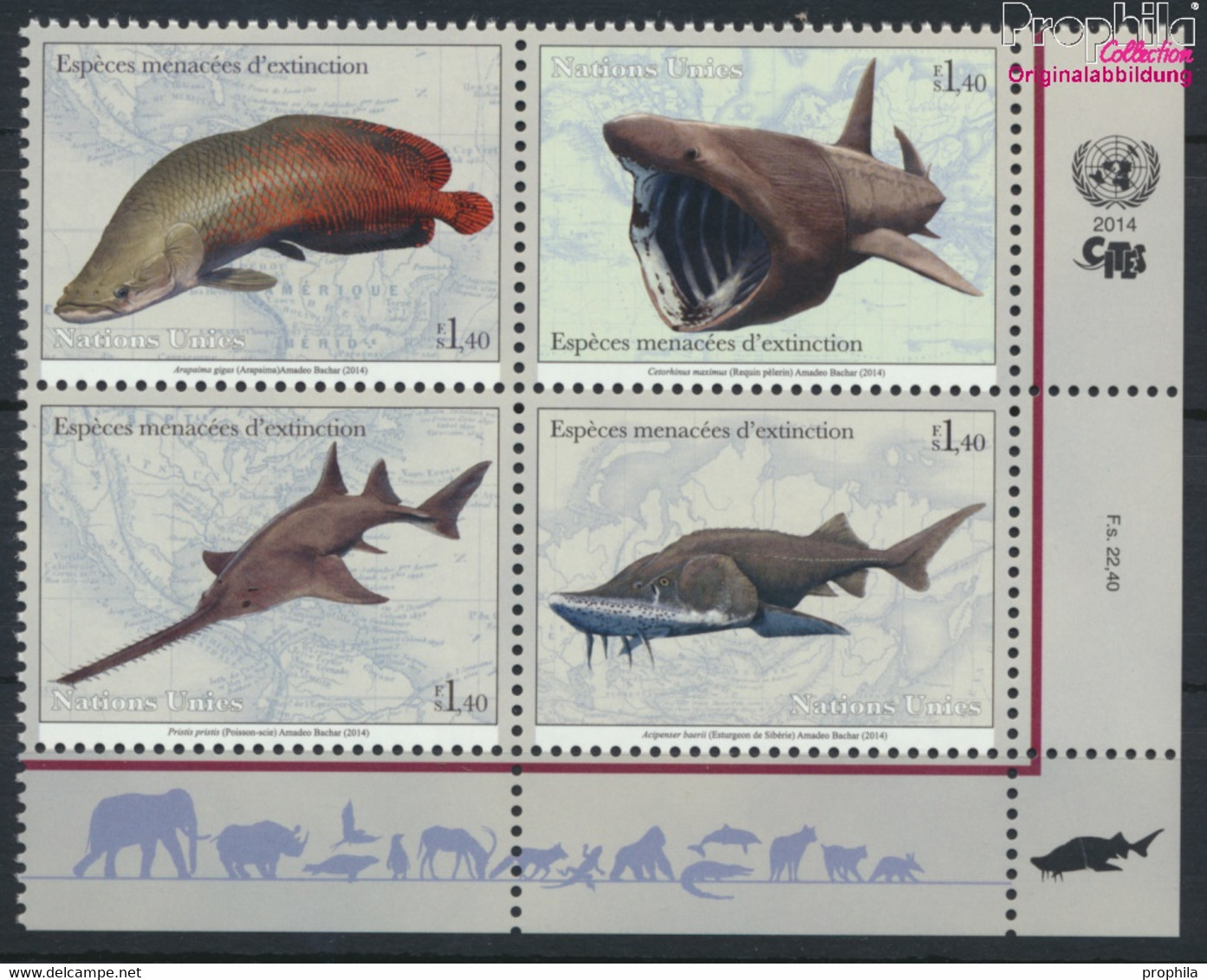 UNO - Genf 884-887 Viererblock (kompl.Ausg.) Postfrisch 2014 Fische (9592429 - Nuovi