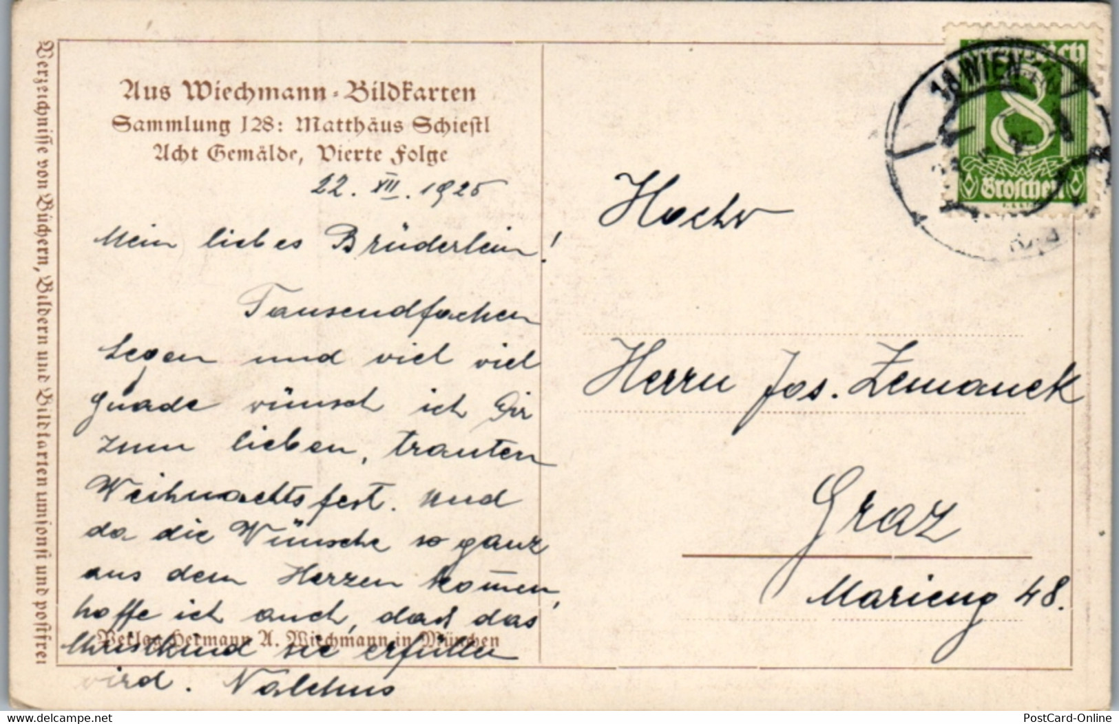 9399 - Künstlerkarte - Anbetung Der Hirten , Matthäus Schiestl , Wiechmann Bildkarte - Gelaufen 1925 - Schiestl, Matthäus