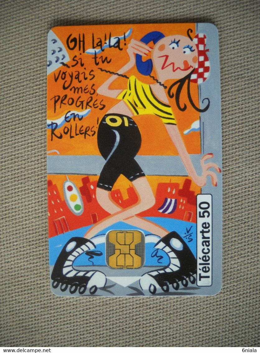 6952 Télécarte Collection  Humour Dessin Animé  N° 2 Le Roller ( Recto Verso)  Carte Téléphonique Sport - Personen