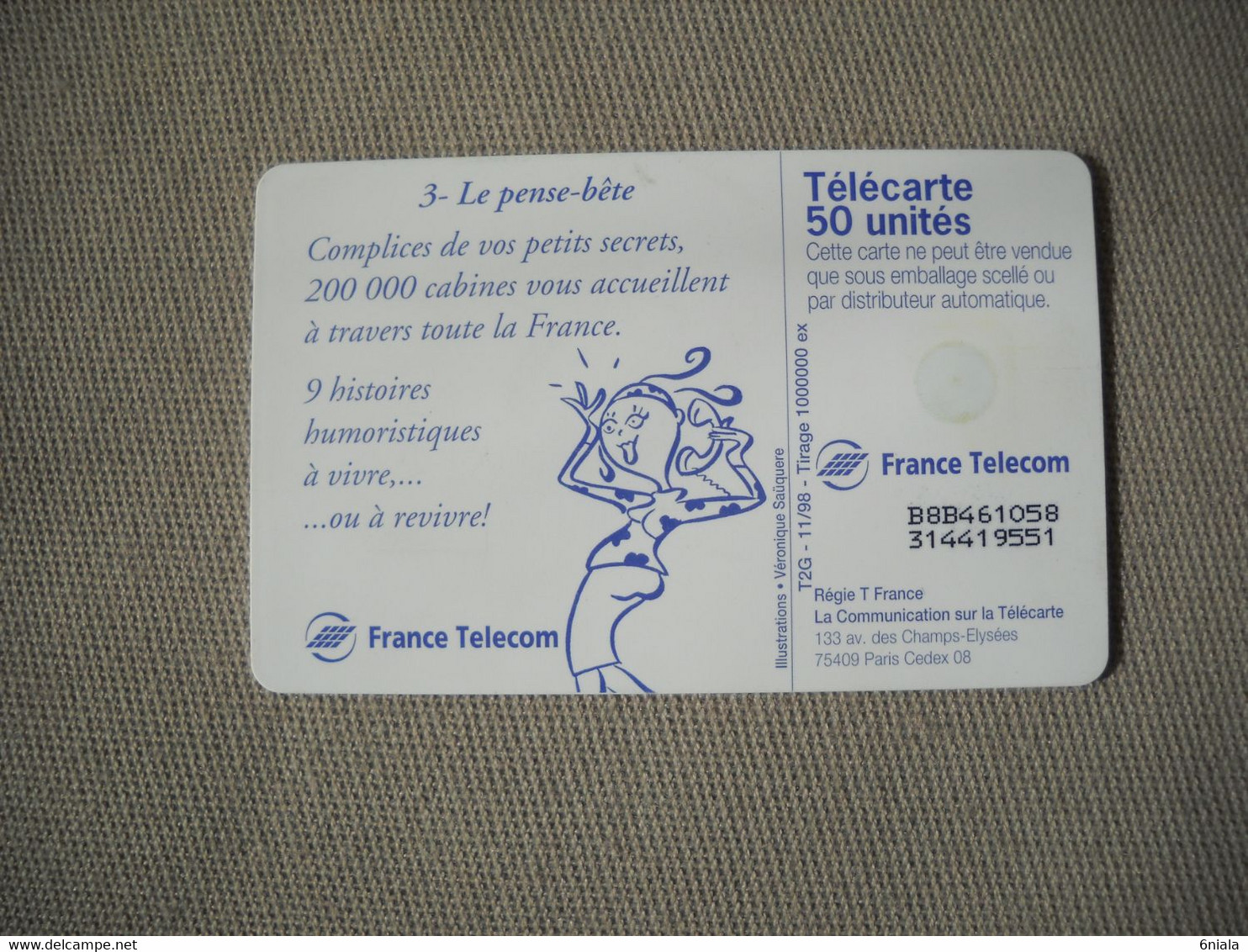 6953 Télécarte Collection  Humour Dessin Animé  N° 3 Le Pense Bête  ( Recto Verso)  Carte Téléphonique - Personen