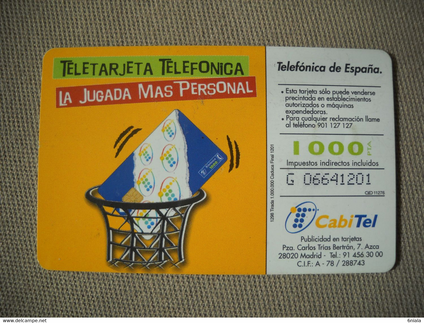 6967 Télécarte Collection SPORT  BASKET BALL Cabitel Gigon Baloncesto  ( Recto Verso)  Carte Téléphonique - Deportes