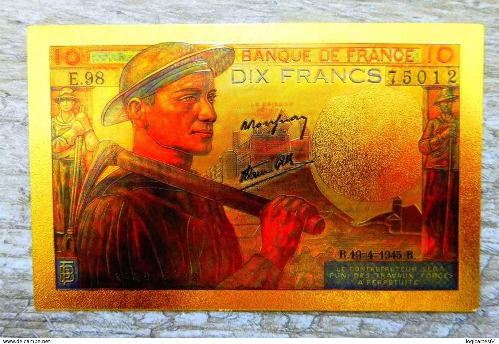 ★  BILLETS POLYMER " OR " AVEC COULEURS DU 10 FRANCS MINEUR ★ - 10 F 1941-1949 ''Mineur''