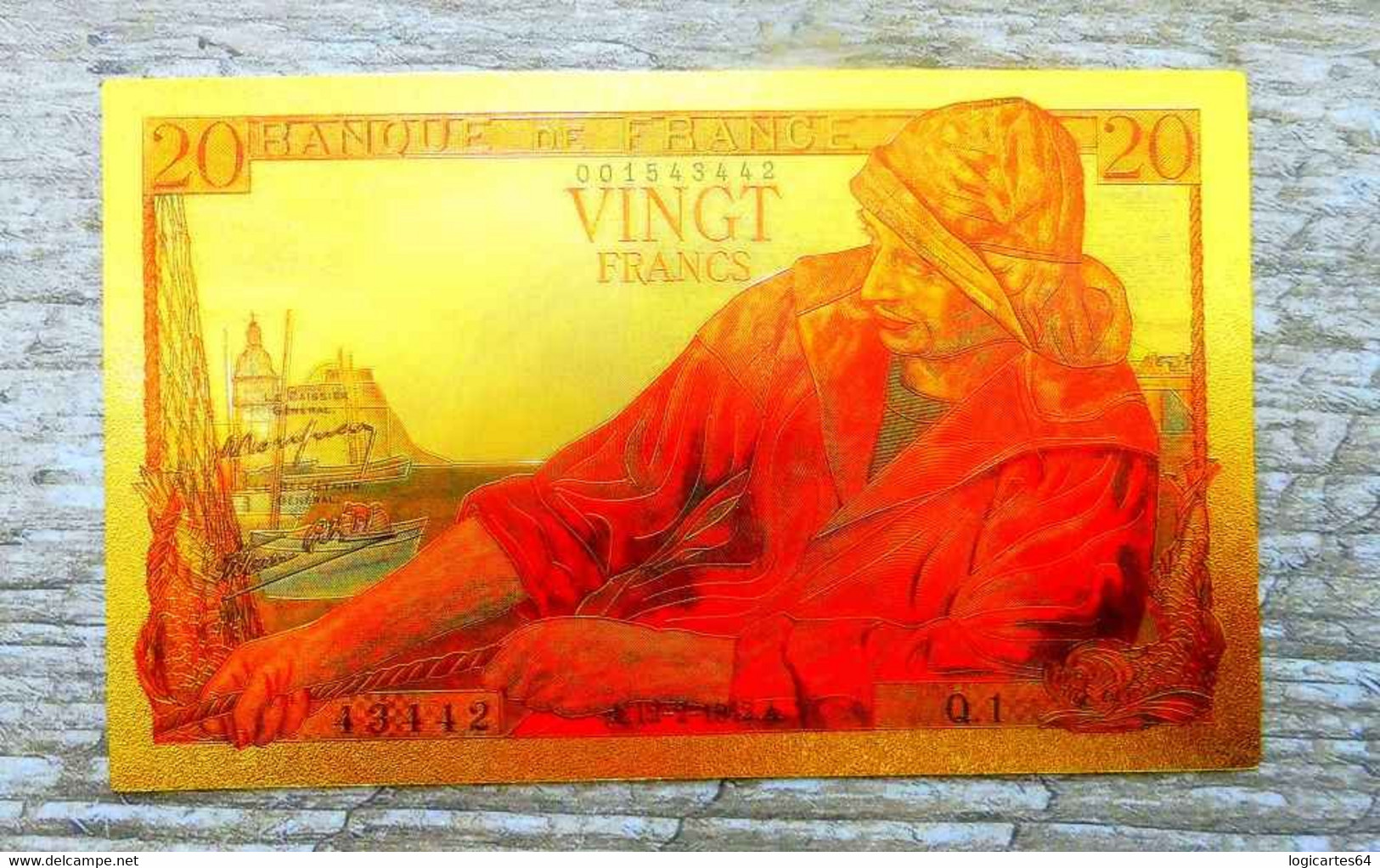 ★  BILLETS POLYMER " OR " AVEC COULEURS DU 20 FRANCS PECHEUR ★ - 20 F 1942-1950 ''Pêcheur''