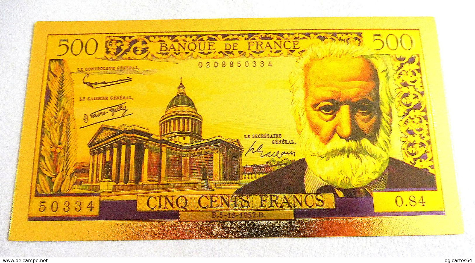 ★  BILLETS POLYMER " OR " AVEC COULEURS DU 500 FRANCS VICTOR HUGO ★ - 500 F 1954-1958 ''Victor Hugo''