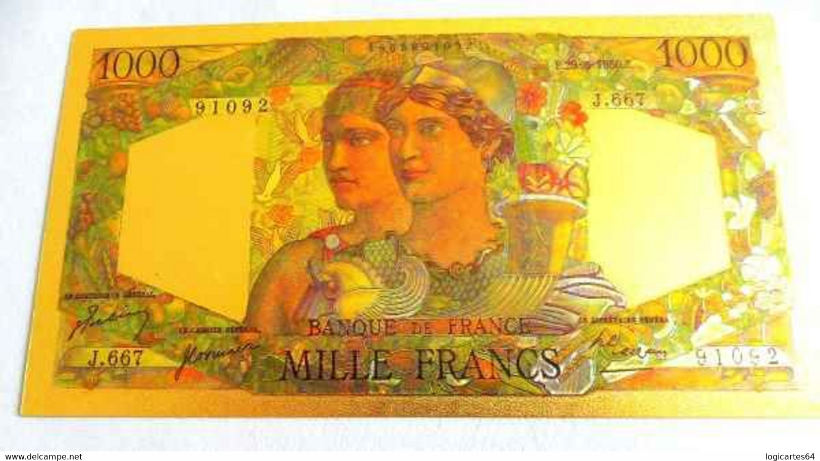 ★  BILLETS POLYMER " OR " AVEC COULEURS DU 1000 FRANCS MINERVE ET HERCULE ★ - 1 000 F 1945-1950 ''Minerve Et Hercule''