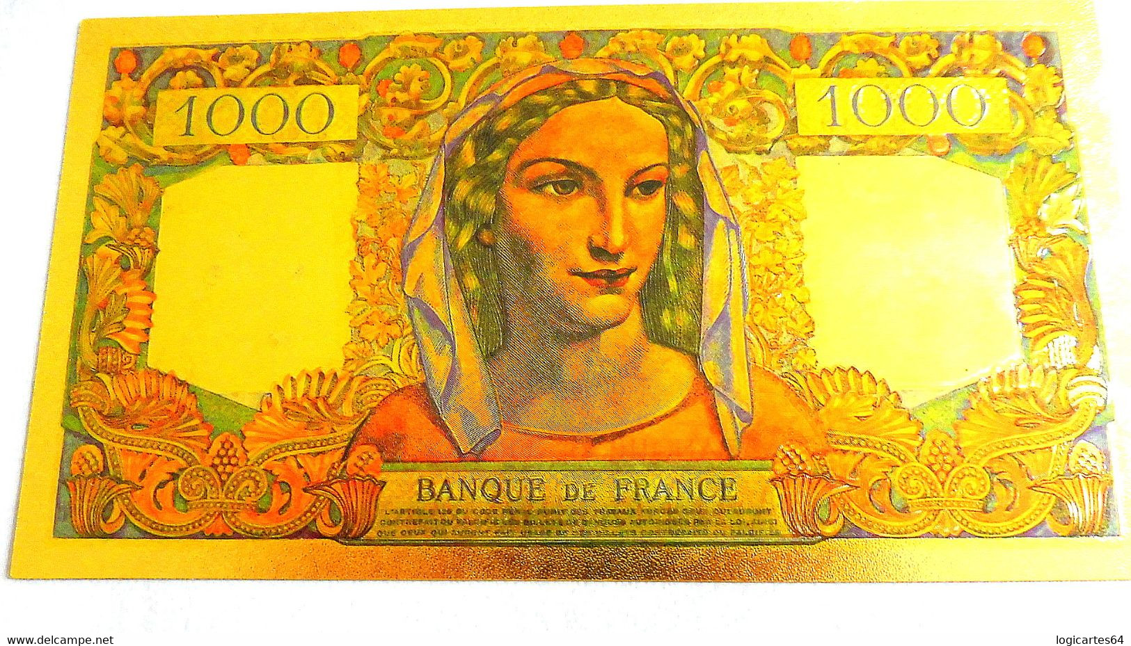 ★  BILLETS POLYMER " OR " AVEC COULEURS DU 1000 FRANCS MINERVE ET HERCULE ★ - 1 000 F 1945-1950 ''Minerve Et Hercule''