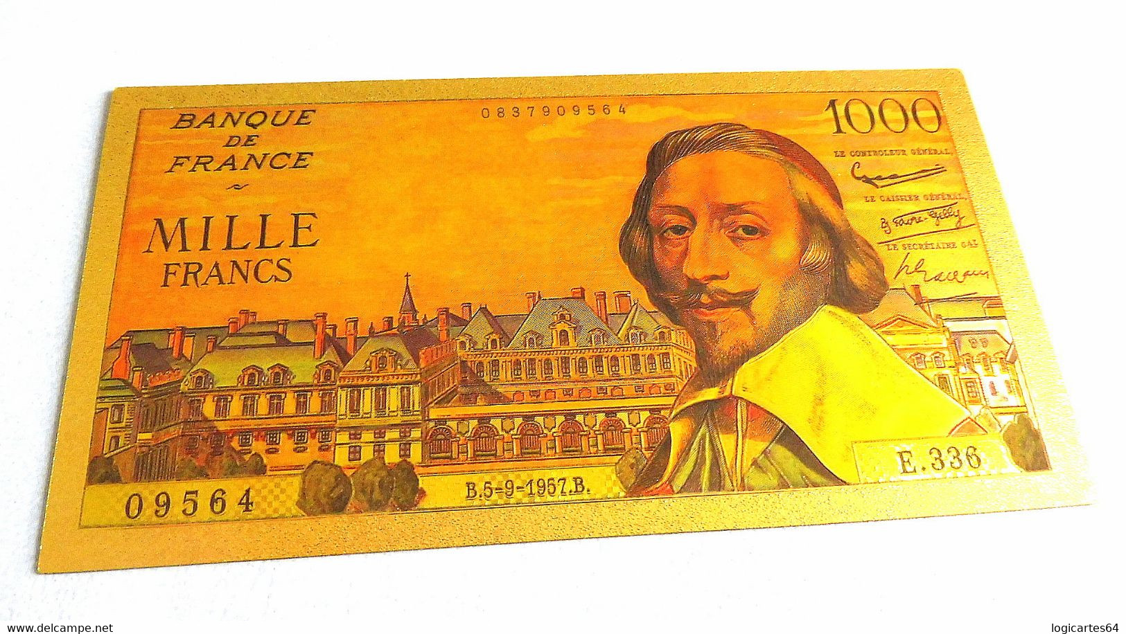 ★  BILLETS POLYMER " OR " AVEC COULEURS DU 1000 FRANCS RICHELIEU ★ - 1 000 F 1953-1957 ''Richelieu''