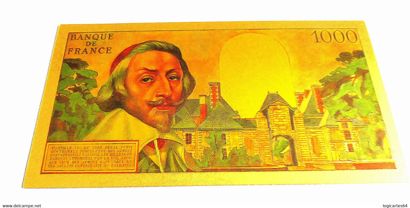 ★  BILLETS POLYMER " OR " AVEC COULEURS DU 1000 FRANCS RICHELIEU ★ - 1 000 F 1953-1957 ''Richelieu''