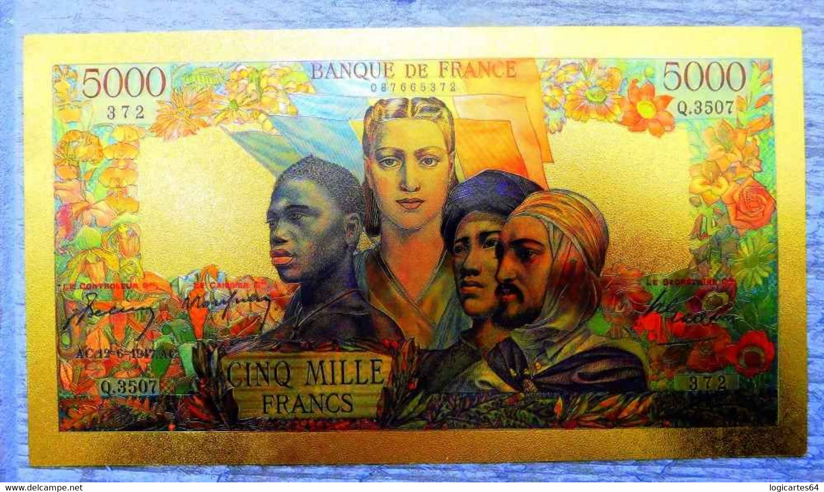 ★  BILLETS POLYMER " OR " AVEC COULEURS DU 5000 FRANCS EMPIRE FRANCAIS ★ - 5 000 F 1942-1947 ''Empire Français''