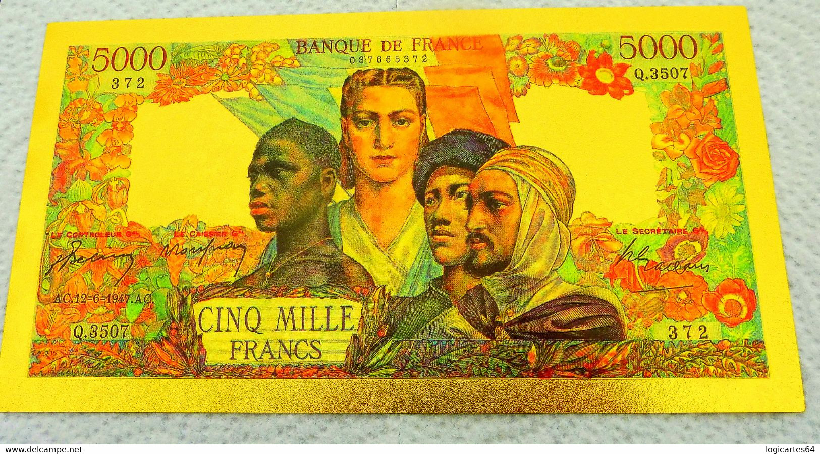 ★  BILLETS POLYMER " OR " AVEC COULEURS DU 5000 FRANCS EMPIRE FRANCAIS ★ - 5 000 F 1942-1947 ''Empire Français''