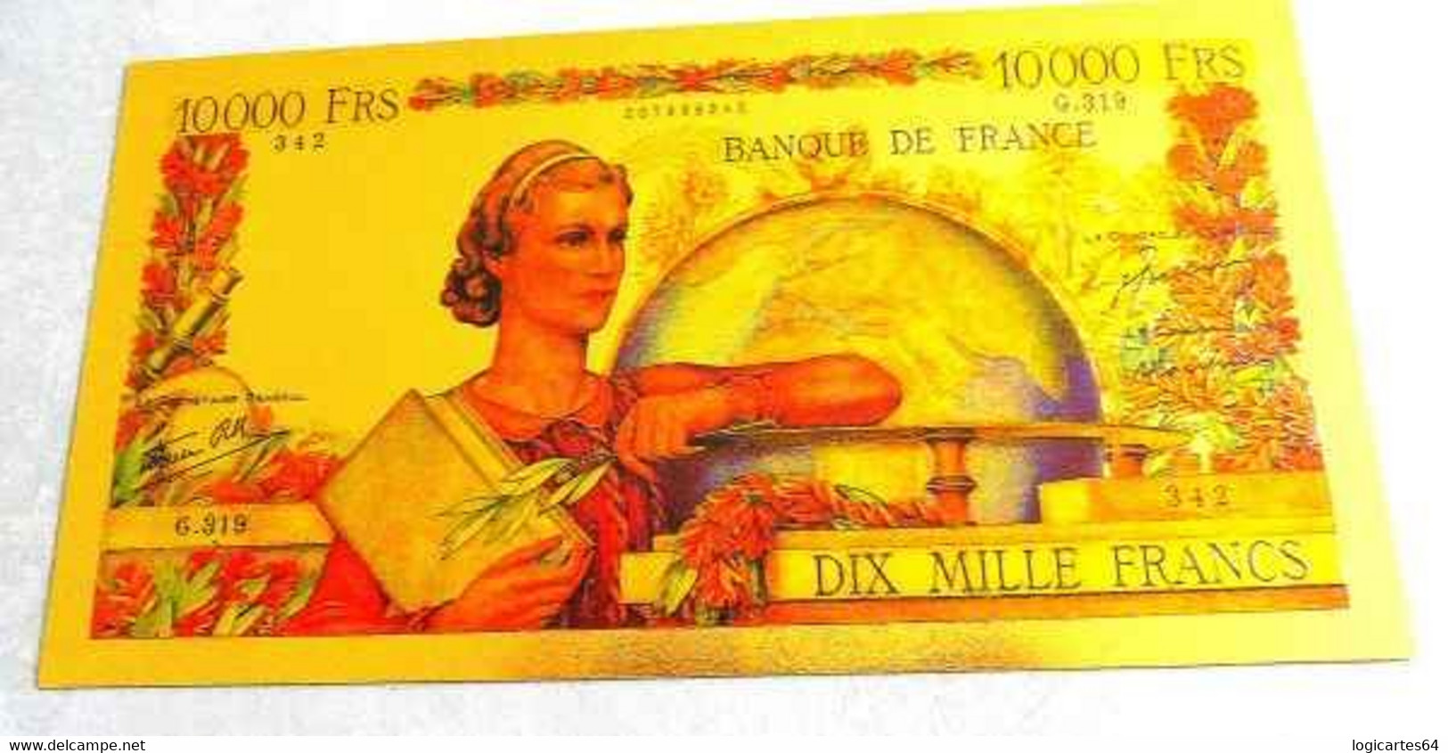 ★  BILLET POLYMER " OR " AVEC COULEURS DU 10000 FRANCS GENIE FRANCAIS ★ - 10 000 F 1945-1956 ''Génie Français''