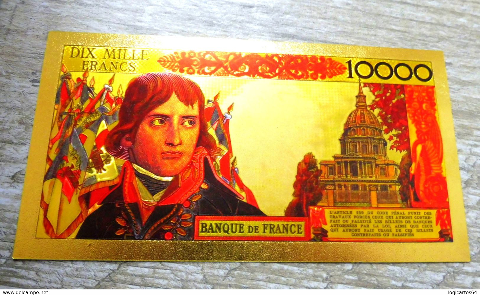 ★  BILLET POLYMER " OR " AVEC COULEURS DU 10000 FRANCS NAPOLEON BONAPARTE ★ - 10 000 F 1955-1958 ''Bonaparte''