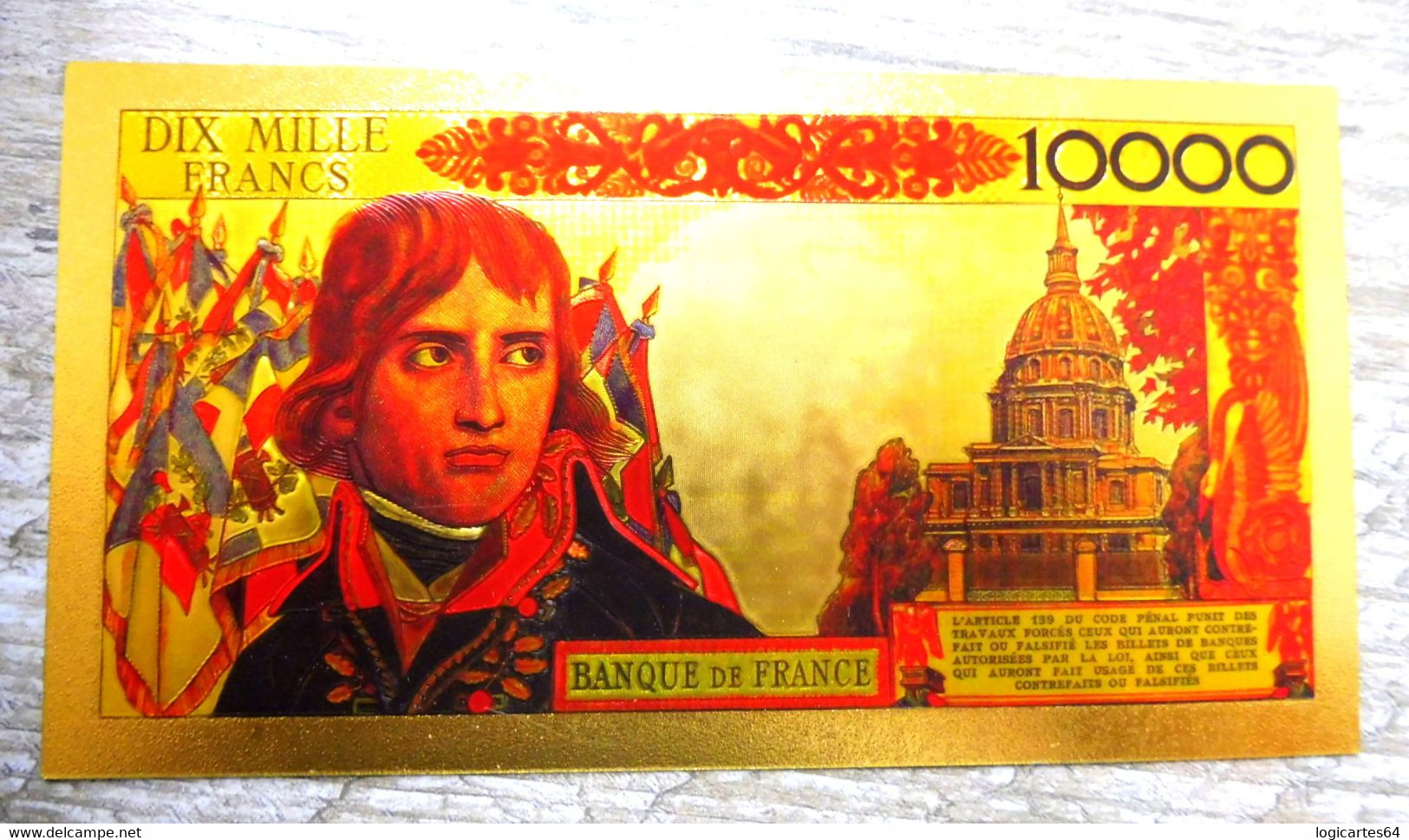 ★  BILLET POLYMER " OR " AVEC COULEURS DU 10000 FRANCS NAPOLEON BONAPARTE ★ - 10 000 F 1955-1958 ''Bonaparte''