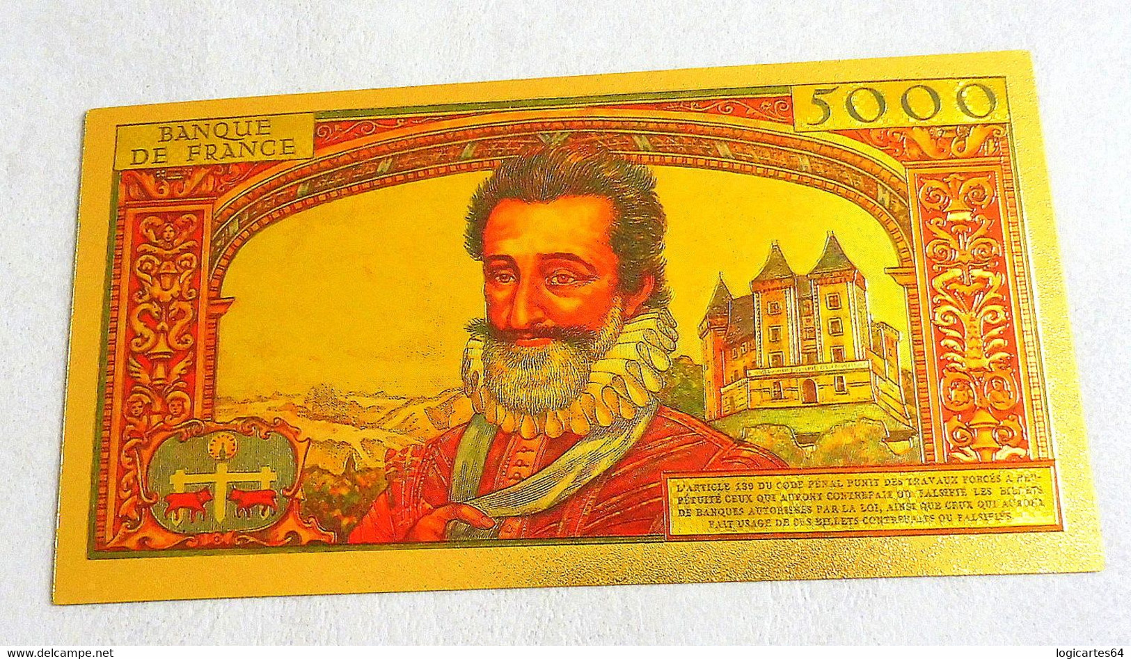 ★  BILLET POLYMER " OR " AVEC COULEURS DU 50 NOUVEAUX FRANCS / 5000 FRANCS HENRI IV ★ - 1955-1959 Surchargés En Nouveaux Francs