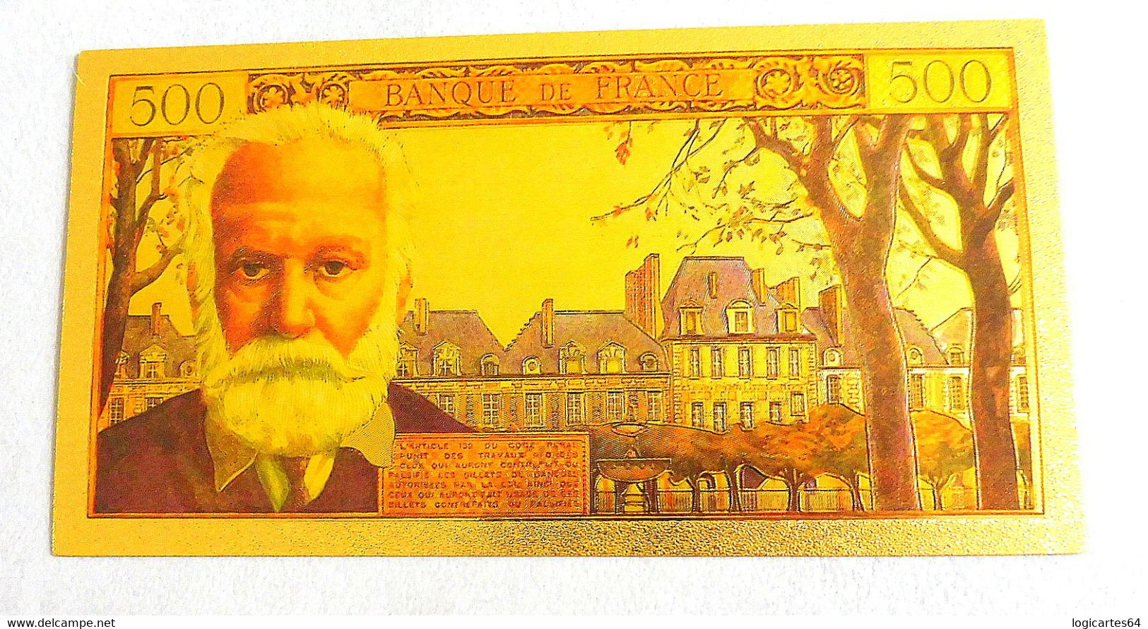 ★  BILLET POLYMER " OR " AVEC COULEURS DU 5 NOUVEAUX FRANCS / 500 FRANCS VICTOR HUGO ★ - 1955-1959 Sobrecargados (Nouveau Francs)