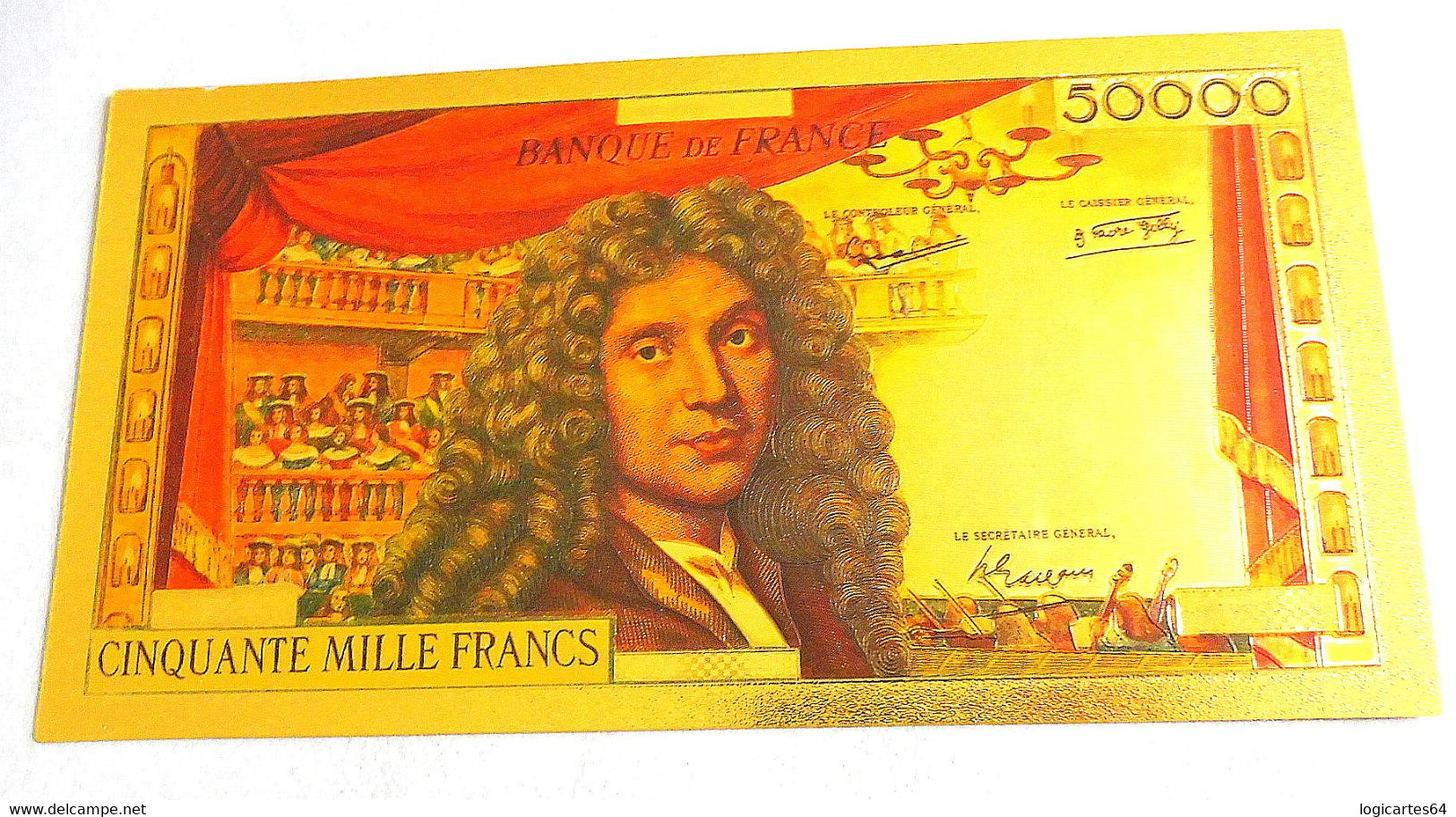 ★  BILLET POLYMER " OR " AVEC COULEURS DU 50000 FRANCS MOLIERE ★ - 1955-1959 Sovraccarichi In Nuovi Franchi