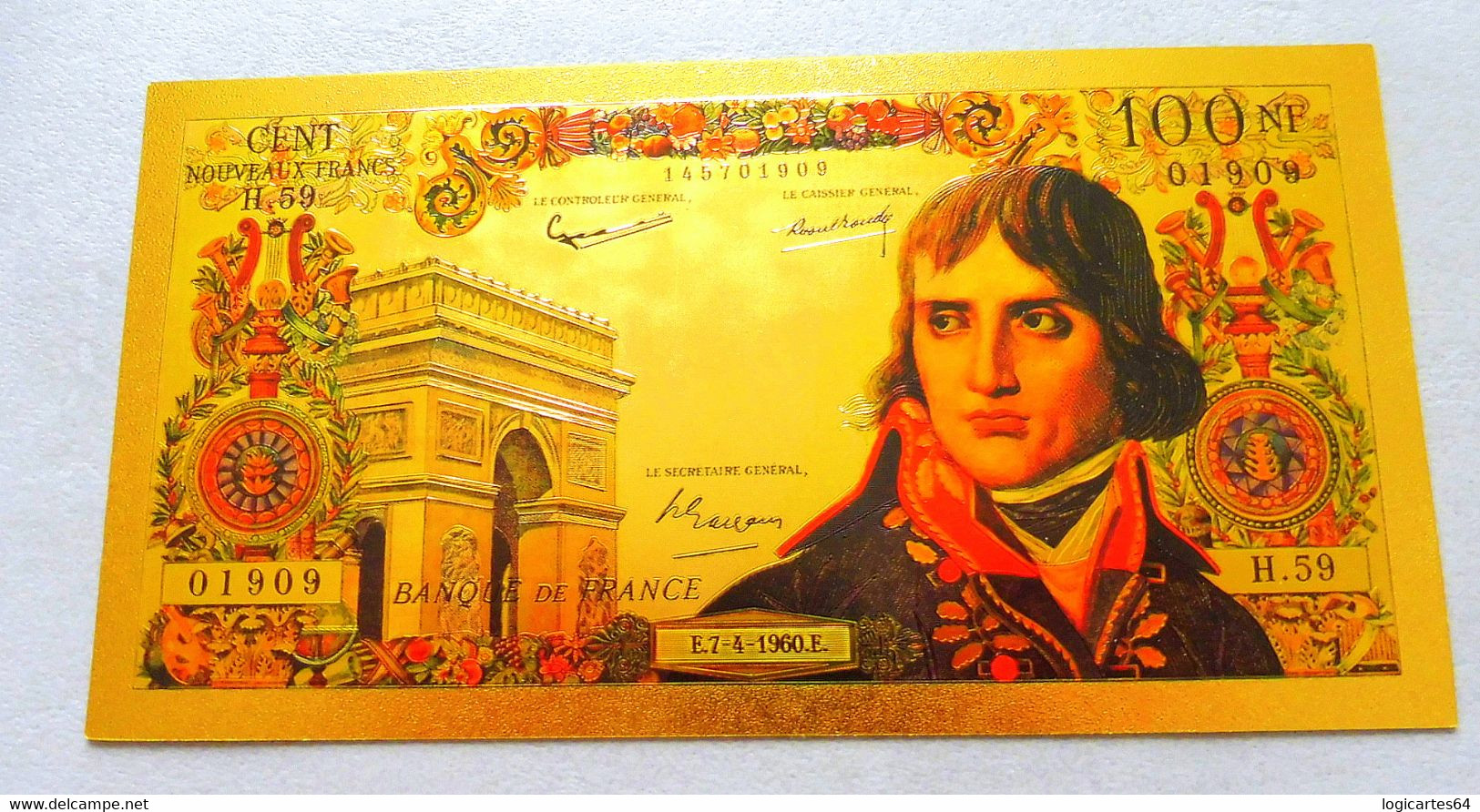 ★  BILLET POLYMER " OR " AVEC COULEURS DU 100 NOUVEAUX FRANCS NAPOLEON BONAPARTE ★ - 100 NF 1959-1964 ''Bonaparte''