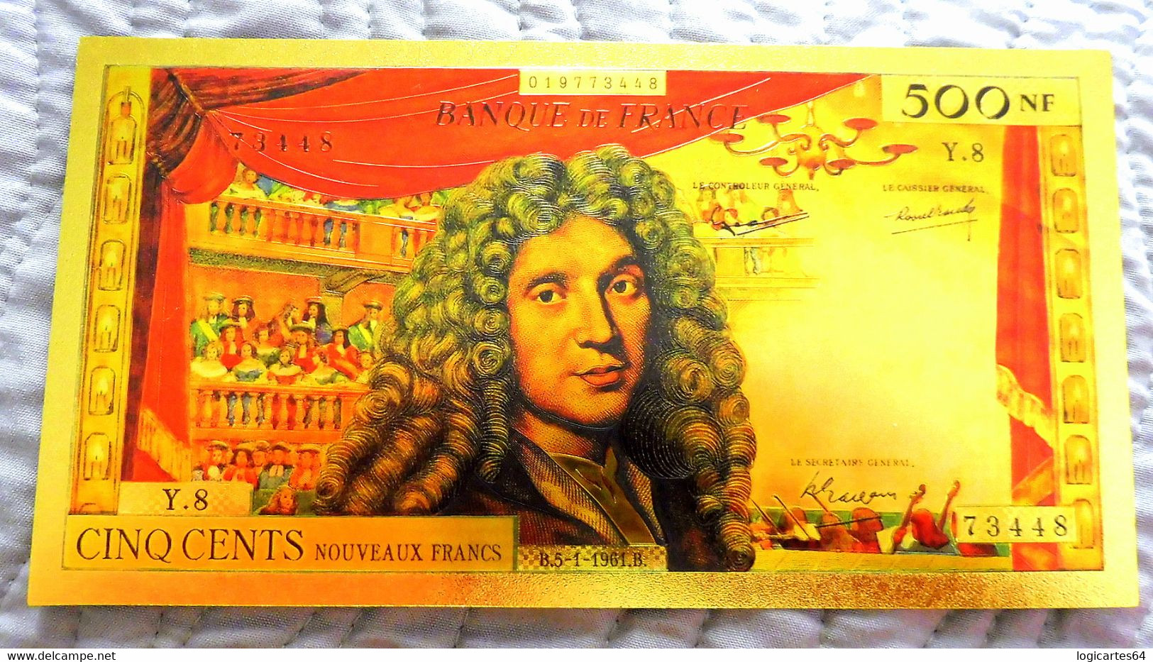 ★  BILLET POLYMER " OR " AVEC COULEURS DU 500 NOUVEAUX FRANCS MOLIERE ★ - 500 NF 1959-1966 ''Molière''