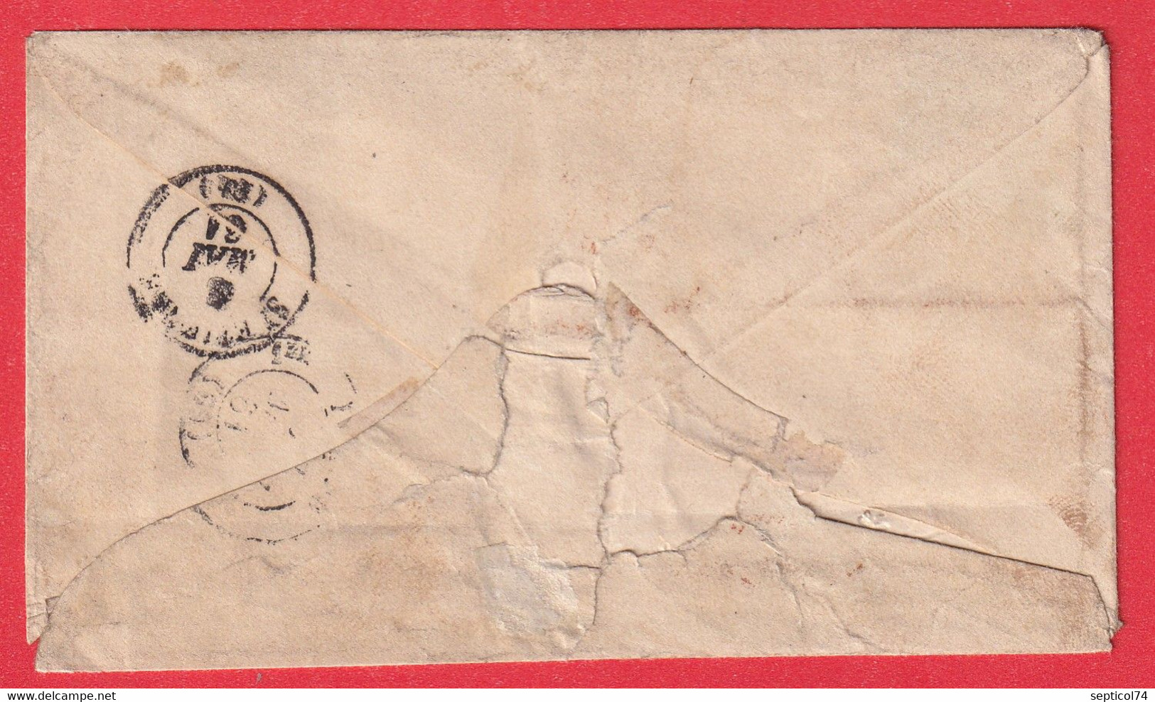 VALENTINE LOVE LETTER NEW YORK USA 1861 ST ETIENNE LOIRE PP ENCADRE ROUGE - …-1845 Prephilately