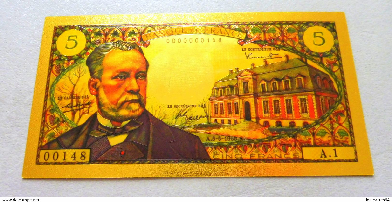 ★  BILLET POLYMER " OR " AVEC COULEURS DU 5 FRANCS PASTEUR ★ - 5 F 1966-1970 ''Pasteur''