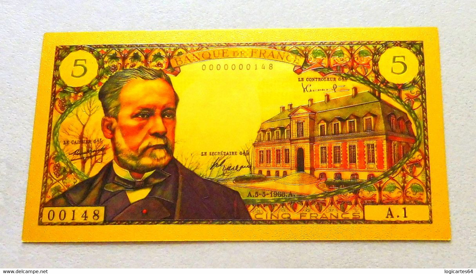 ★  BILLET POLYMER " OR " AVEC COULEURS DU 5 FRANCS PASTEUR ★ - 5 F 1966-1970 ''Pasteur''