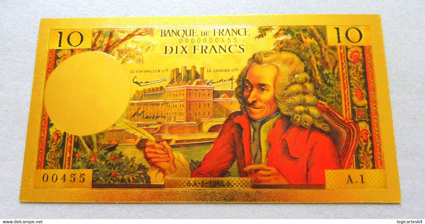 ★  BILLET POLYMER " OR " AVEC COULEURS DU 10 FRANCS VOLTAIRE ★ - 10 F 1963-1973 ''Voltaire''