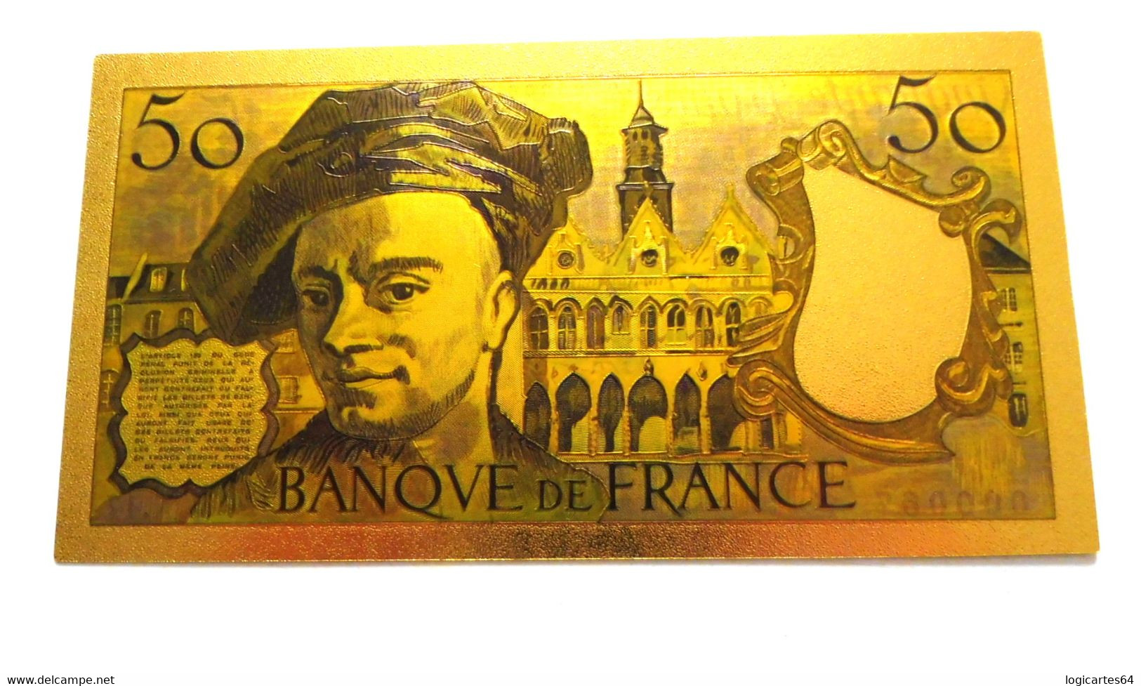 ★  BILLET POLYMER " OR " AVEC COULEURS DU 50 FRANCS QUENTIN DE LA TOUR ★ - 50 F 1976-1992 ''quentin De La Tour''