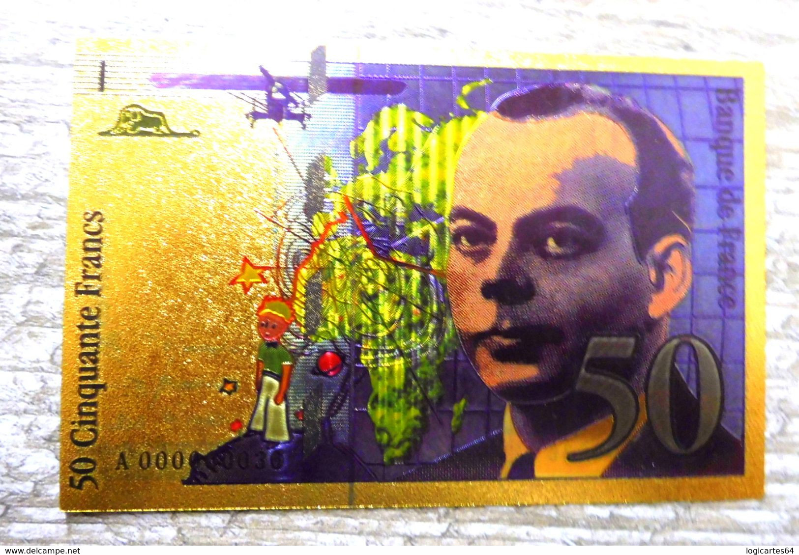 ★  BILLET POLYMER " OR " AVEC COULEURS DU 50 FRANCS SAINT EXUPERY ★ - 50 F 1992-1999 ''St Exupéry''