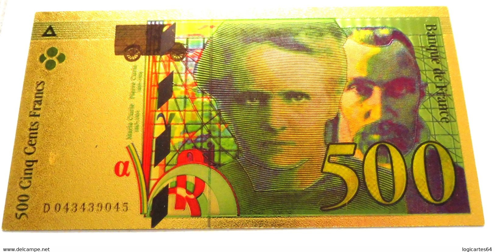 ★  BILLET POLYMER " OR " AVEC COULEURS DU 500 FRANCS PIERRE ET MARIE CURIE ★ - 500 F 1994-2000 ''Pierre Et Marie Curie''