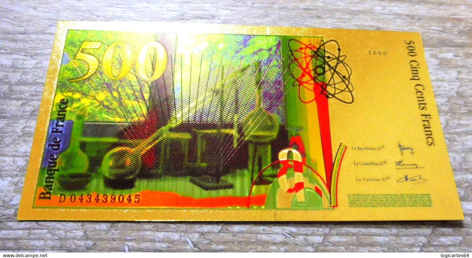 ★  BILLET POLYMER " OR " AVEC COULEURS DU 500 FRANCS PIERRE ET MARIE CURIE ★ - 500 F 1994-2000 ''Pierre Et Marie Curie''