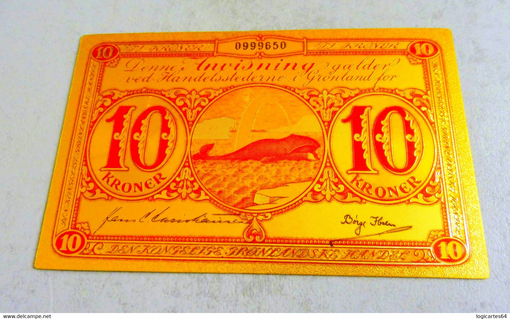 ★  GROENLAND : BILLET POLYMER " OR " AVEC COULEURS DU 10 KRONE ANNEES 50 ★ - Greenland