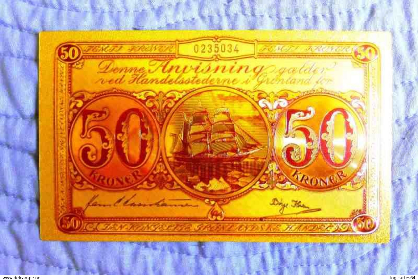 ★  GROENLAND : BILLET POLYMER " OR " AVEC COULEURS DU 50 KRONE ANNEES 50 ★ - Greenland