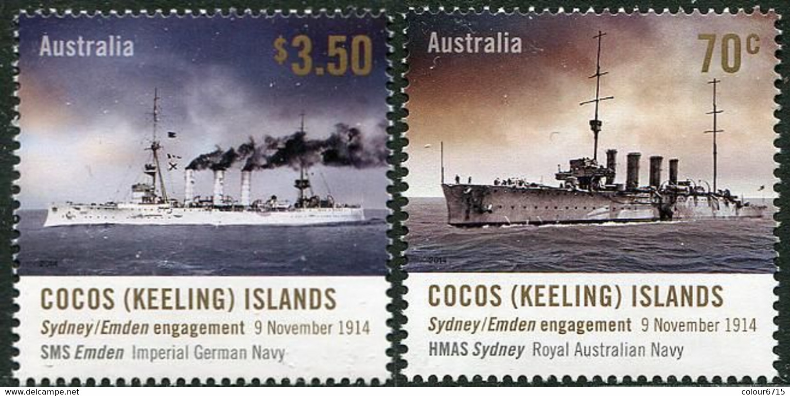 Cocos Islands 2014 The 100th Anniversary Of The Sydney/Emden Engagement Stamps 2v MNH - Cocos (Keeling) Islands