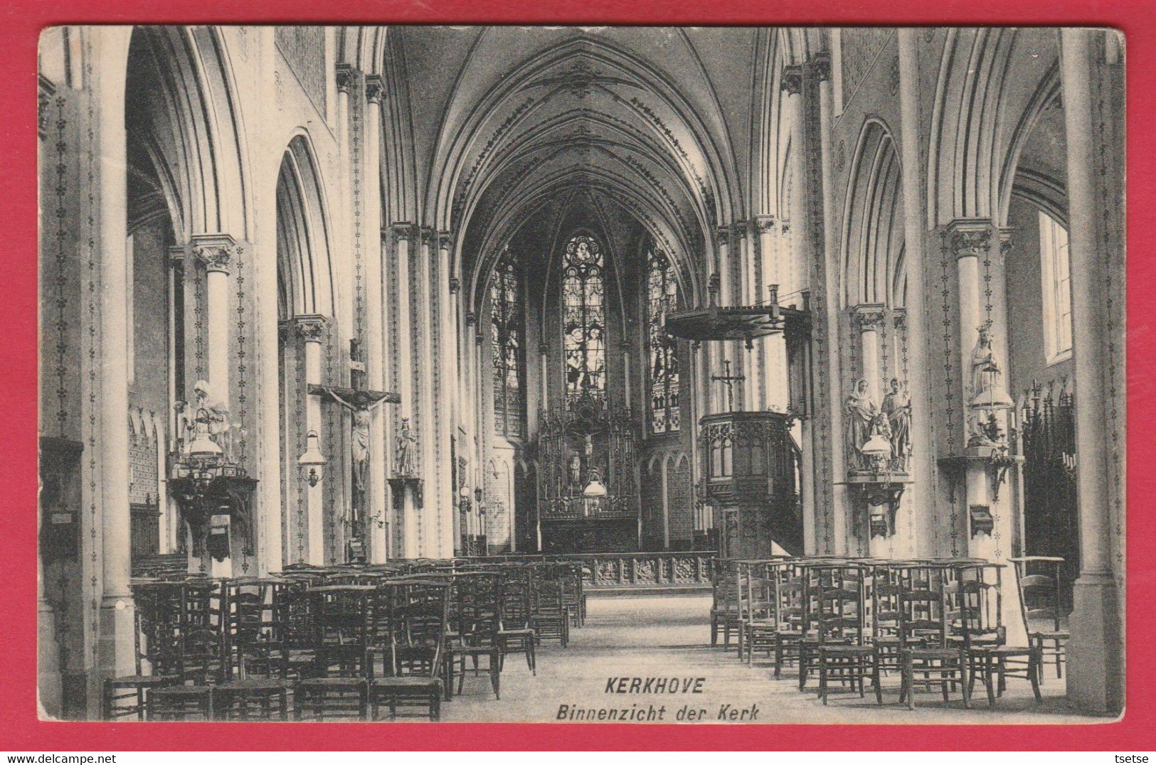 Kerkhove - Binnenzicht Der Kerk - 1911 ( Verso Zien ) - Avelgem