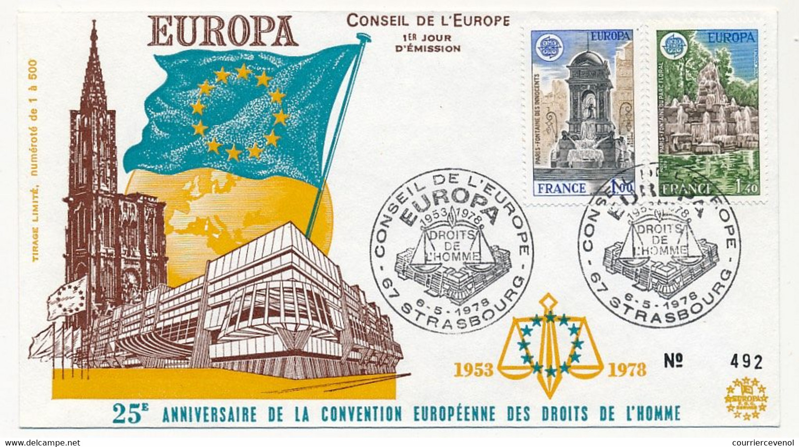 FRANCE - 2 Enveloppes FDC - EUROPA 1978 - Conseil De L'Europe Strasbourg 6/5/1978 - 1970-1979