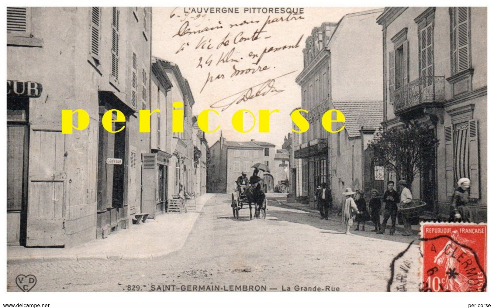 63  Saint Germain Lembron  Coiffeur ,Groupe De Personnes Grande Rue - Saint Germain Lembron