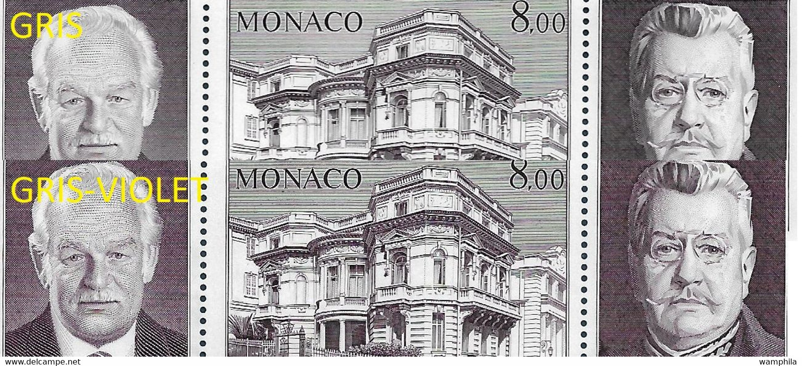 Monaco N°39** 2 Blocs Avec Variété De Couleur. Gris Et Violet- Gris - Variétés