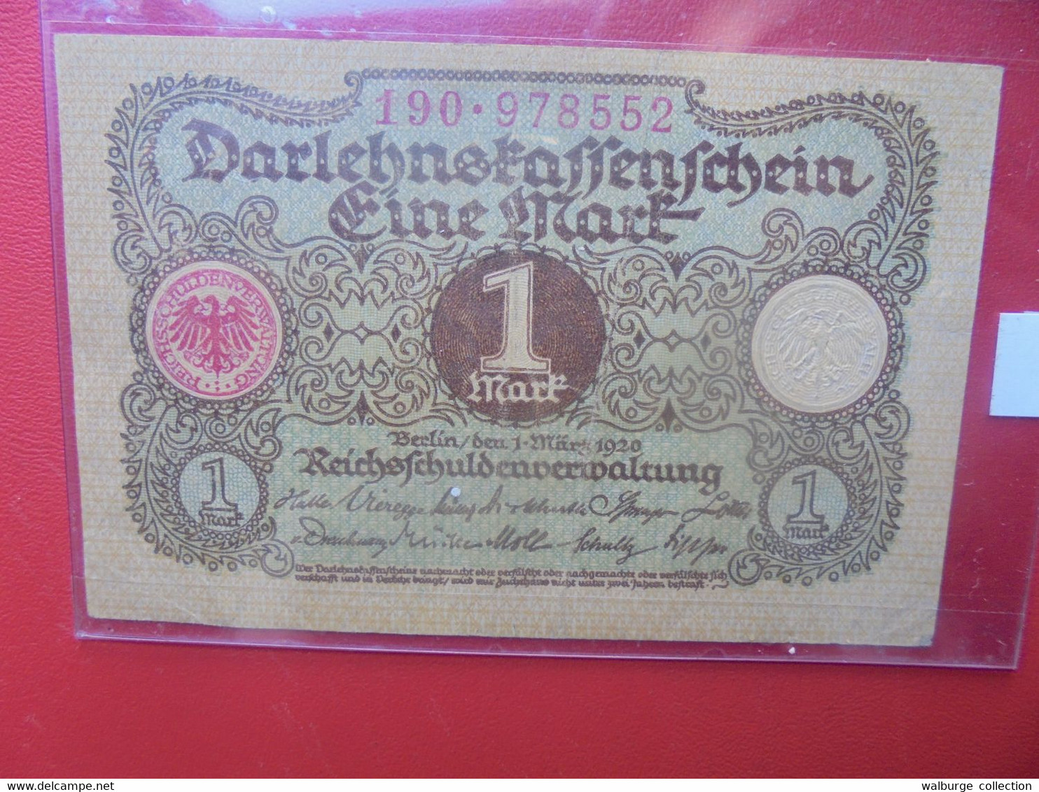 Darlehnskassenschein 1 Mark 1920 Circuler - Reichsschuldenverwaltung