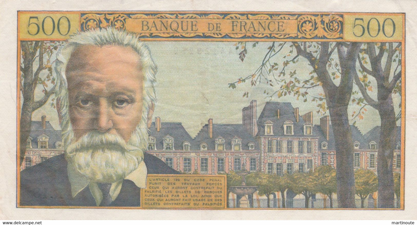 - BILLET De 500 Francs Victor HUGO 4-3-1954 Bon état - 500 F 1954-1958 ''Victor Hugo''