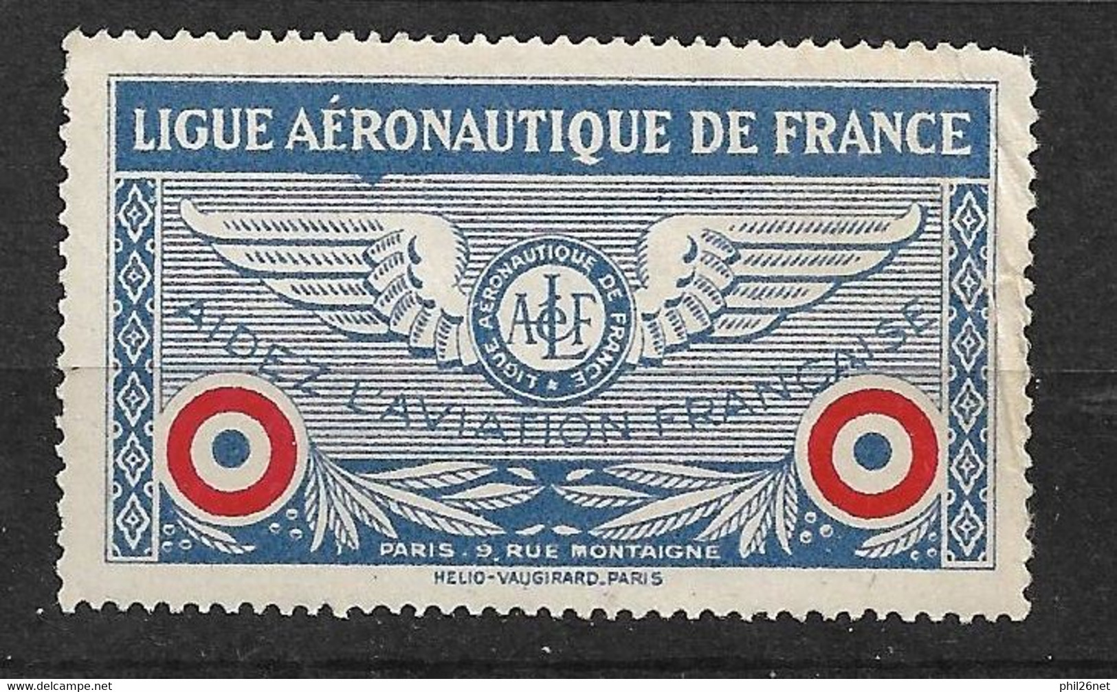 France  Vignette  Ligue Aéronautique De France Aidez L'Aviation Française  Neuf  *   B  Voir Scan  Soldé ! ! ! - Aviazione