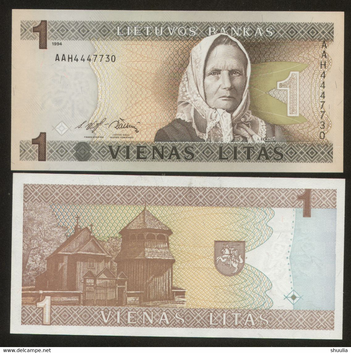 Lithuania 1 Litai 1993 Pick 53 UNC Series AAH - Lithuania