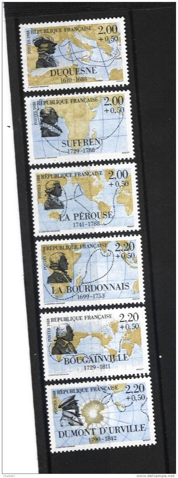 France 2517/2522 Neuf ** ( Personnages Célèbres 1988 ) (cote 6,00&euro;) - Unused Stamps