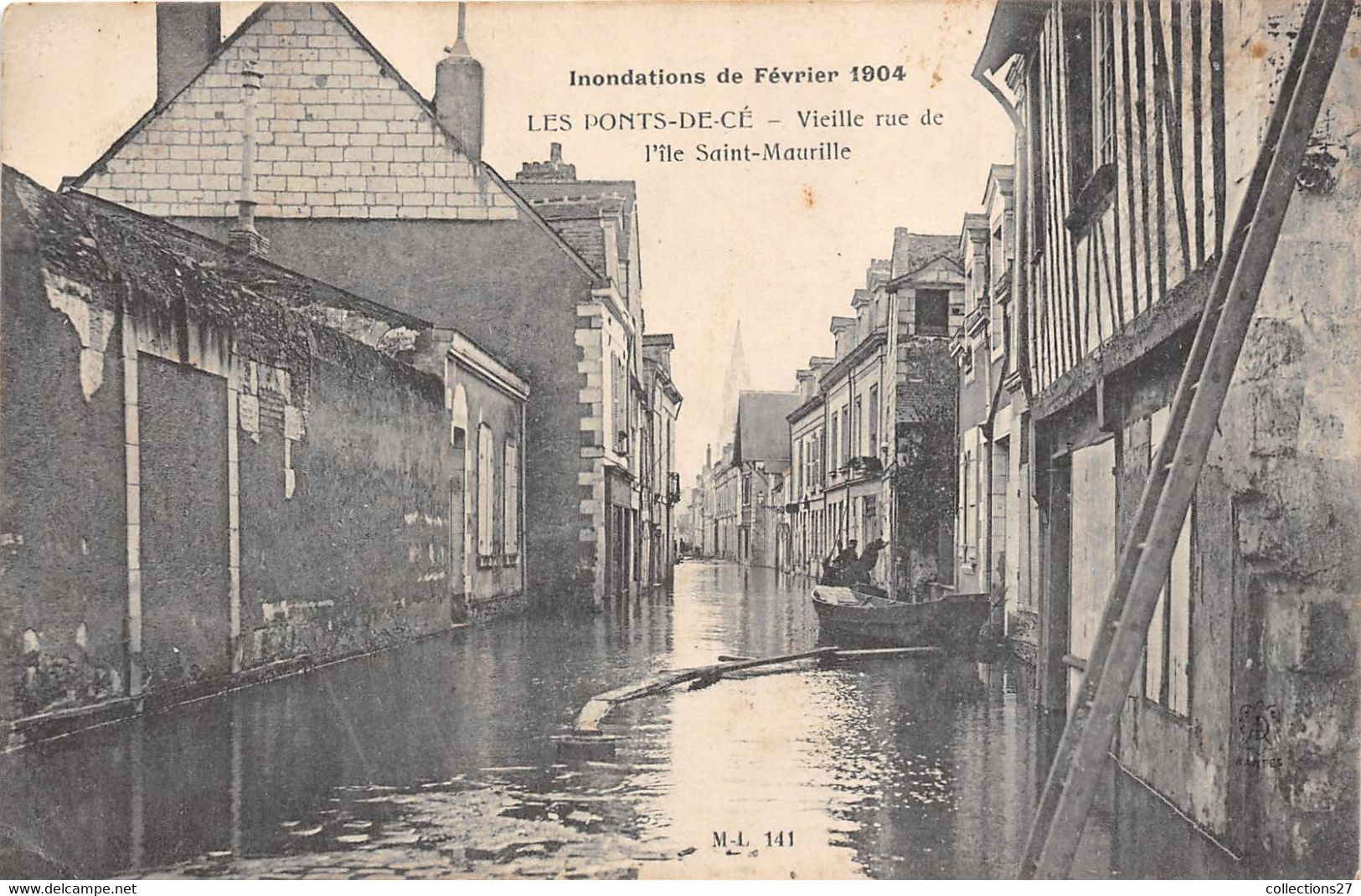 49-LES-PONTS-DE-CE- INONDATION DE FEVRIER 1904- VIEILLE RUE DE L'ILE SAINT-MAURILLE - Les Ponts De Ce