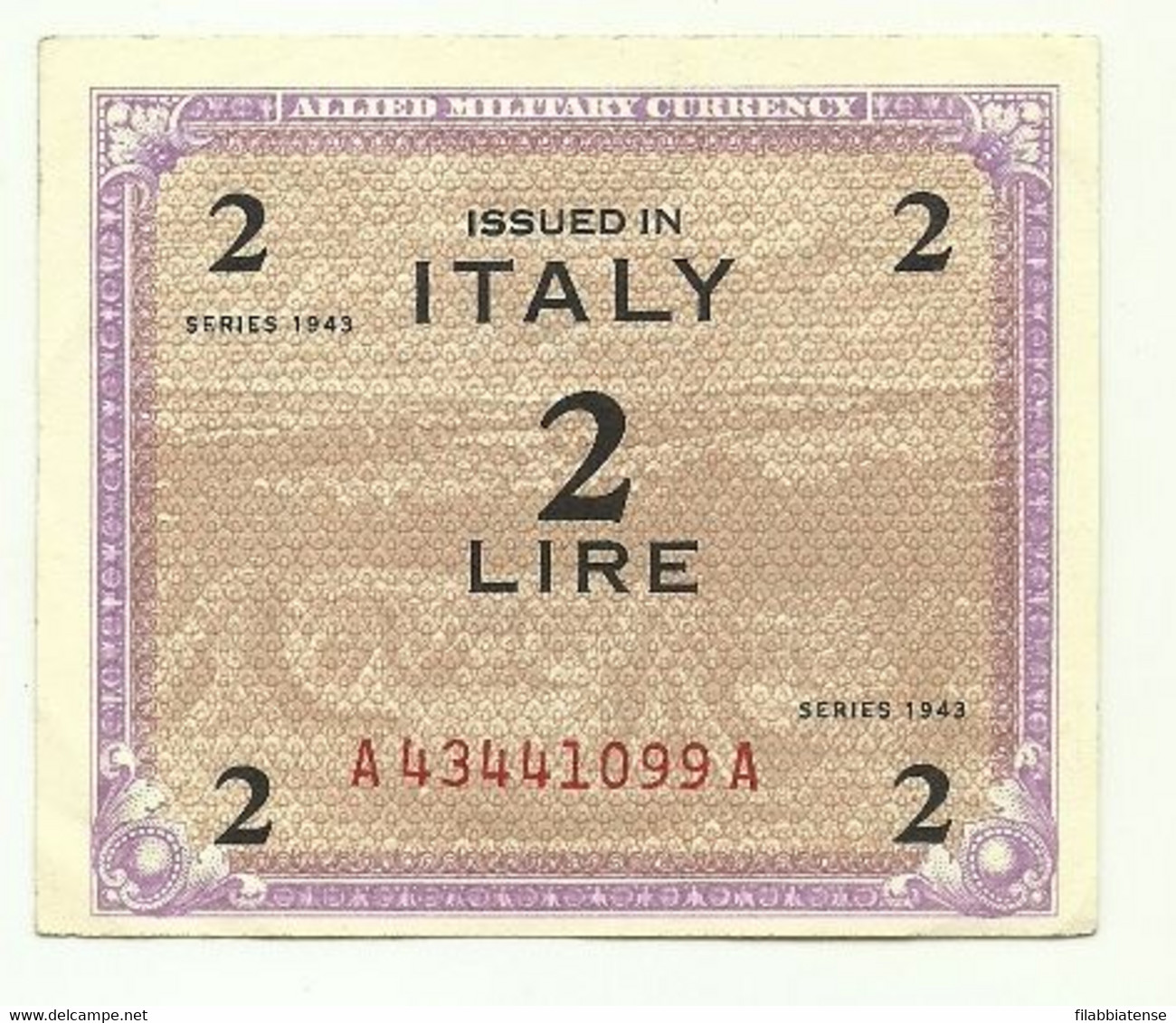 Italia - Occupazione Alleata 2 Lire 1943 Flc - Ocupación Aliados Segunda Guerra Mundial