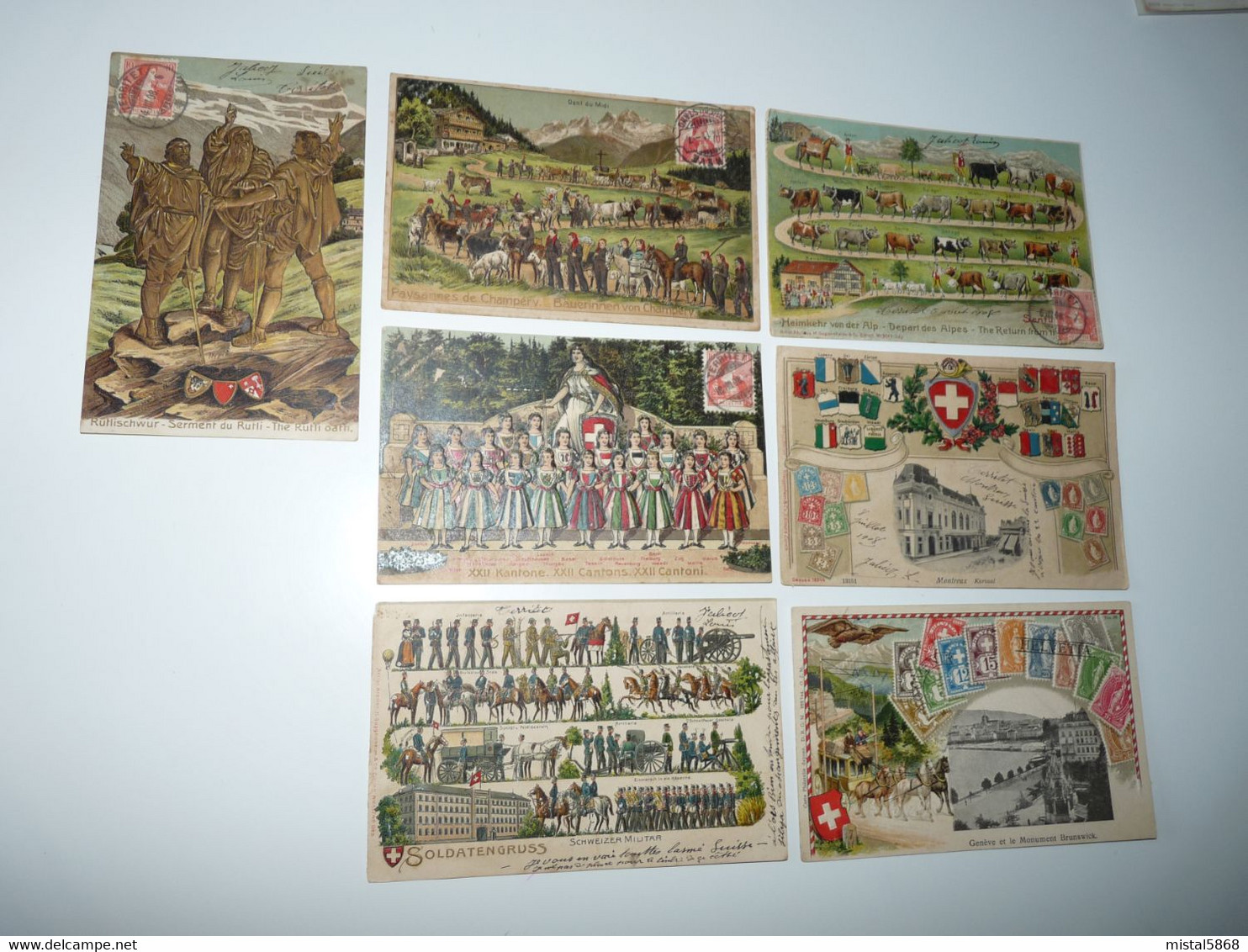 SUISSE LOT 7 CPA GAUFFREES CHAMPERY MONTREUX SOLDATENGRUSS GENEVE DEBUT 1900 - Genève